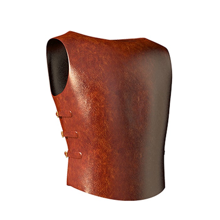 A piece of leather armour, which resembles a tank top with straps at the side.